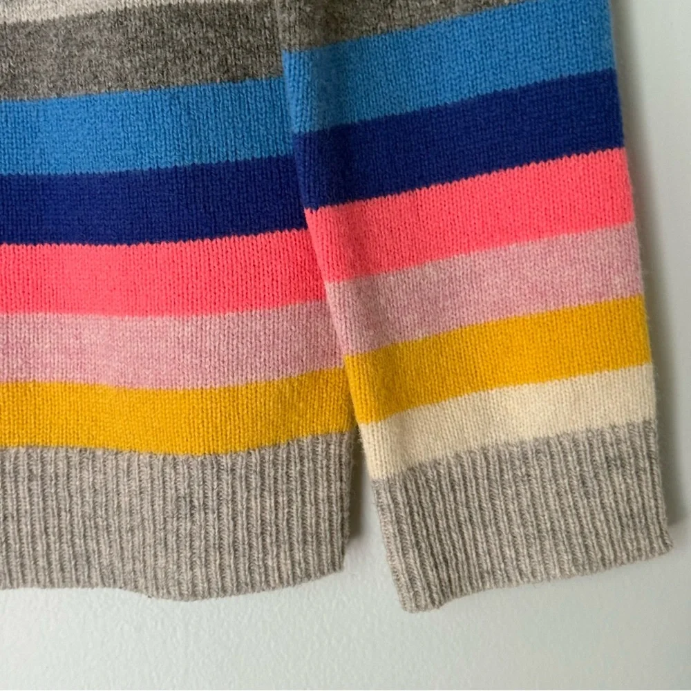 J.CREW Teddie LAMBS WOOL Blend Striped Multi Pullover Sweater Sz Small F7810
